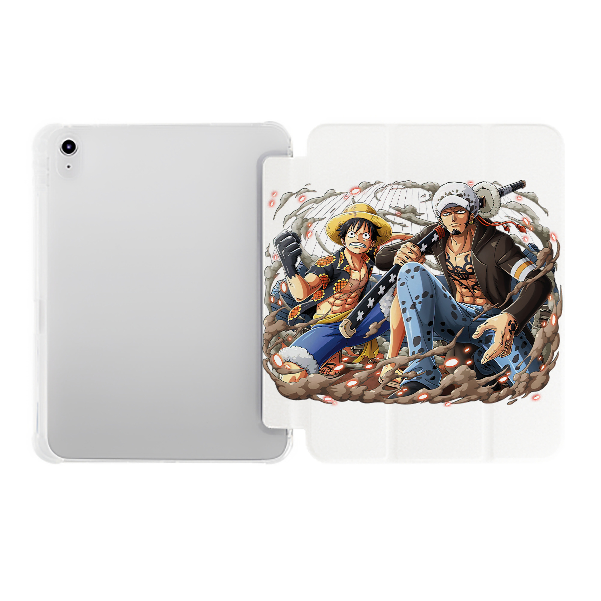 （画像用） ワンピース モンキー・D・ルフィ ONE PIECE Monkey D. Luffy IPad ケース ペン収納付き 三つ折りスタンド PUレザー×シリコン 対応機種9.5/10.5/10.9インチ